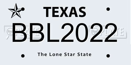 BBL2022 Texas License Plate