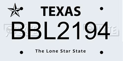 BBL2194 Texas License Plate