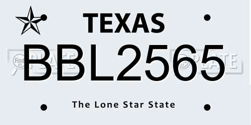 BBL2565 Texas License Plate