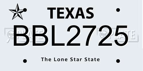 BBL2725 Texas License Plate