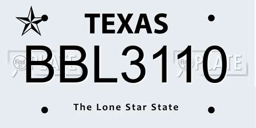 BBL3110 Texas License Plate