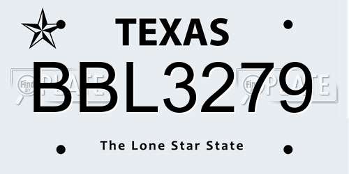 BBL3279 Texas License Plate