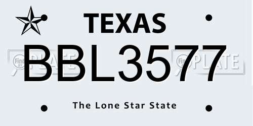 BBL3577 Texas License Plate