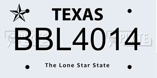 BBL4014 Texas License Plate