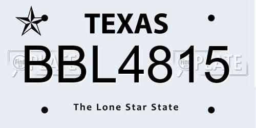 BBL4815 Texas License Plate