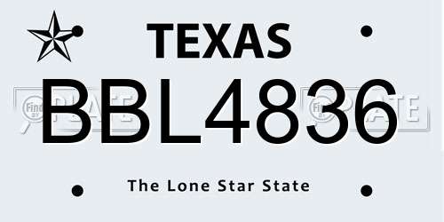 BBL4836 Texas License Plate