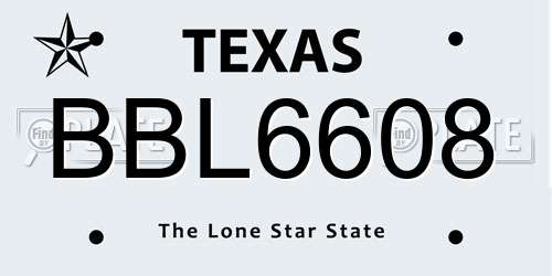 BBL6608 Texas License Plate