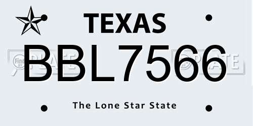 BBL7566 Texas License Plate
