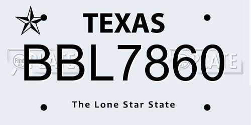 BBL7860 Texas License Plate