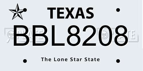 BBL8208 Texas License Plate
