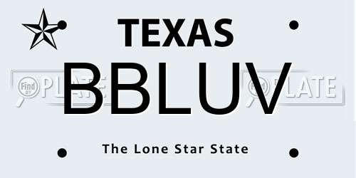 BBLUV Texas License Plate