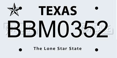BBM0352 Texas License Plate