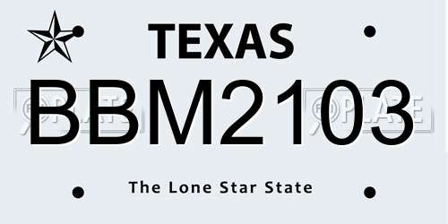 BBM2103 Texas License Plate