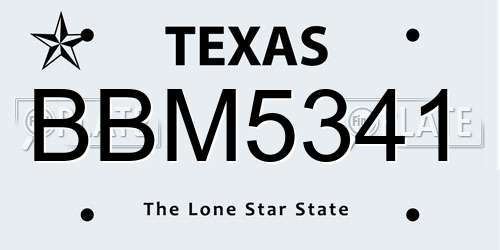 BBM5341 Texas License Plate