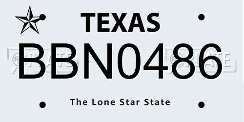 BBN0486 Texas License Plate