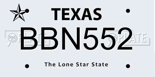 BBN552 Texas License Plate