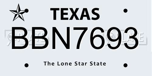 BBN7693 Texas License Plate