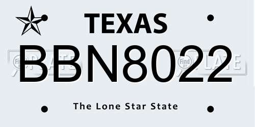 BBN8022 Texas License Plate