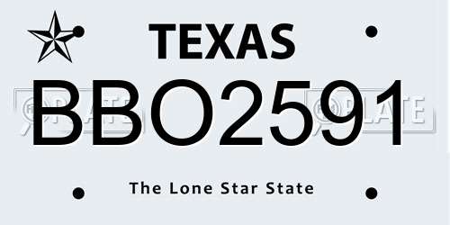 BBO2591 Texas License Plate