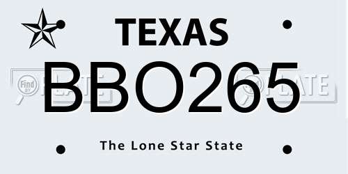 BBO265 Texas License Plate