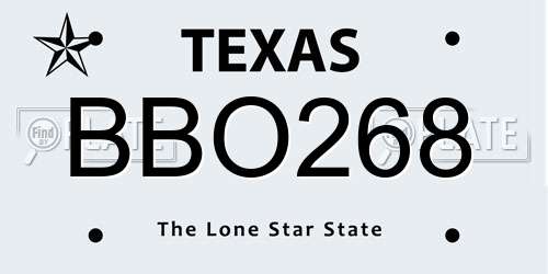 BBO268 Texas License Plate