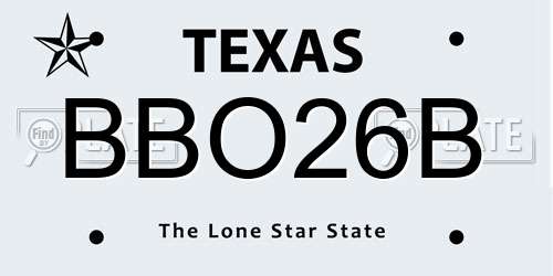 BBO26B Texas License Plate