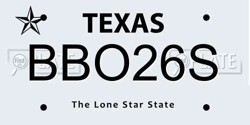 BBO26S Texas License Plate