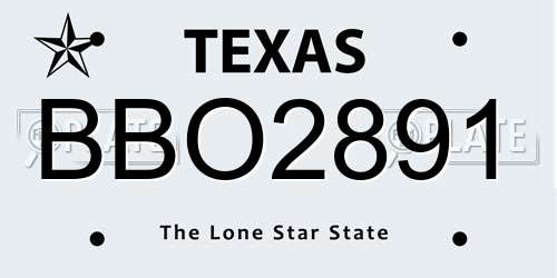 BBO2891 Texas License Plate