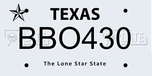 BBO430 Texas License Plate