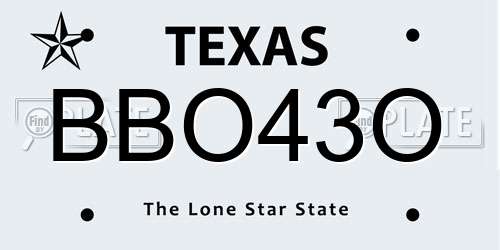 BBO43O Texas License Plate