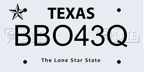 BBO43Q Texas License Plate