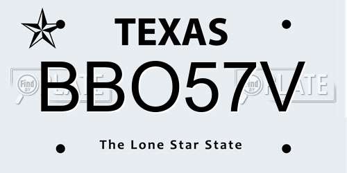 BBO57V Texas License Plate