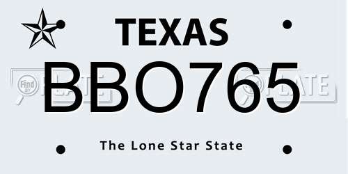 BBO765 Texas License Plate