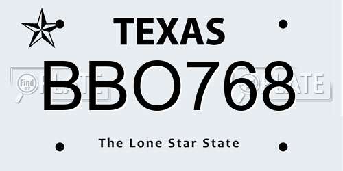 BBO768 Texas License Plate