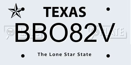 BBO82V Texas License Plate