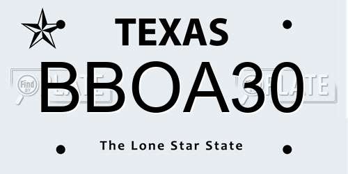 BBOA30 Texas License Plate