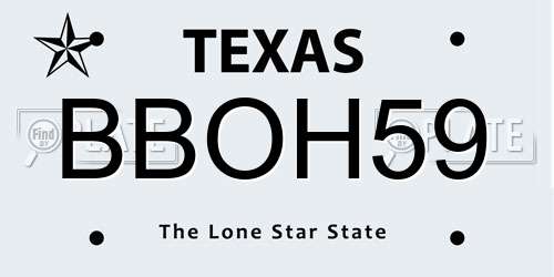 BBOH59 Texas License Plate