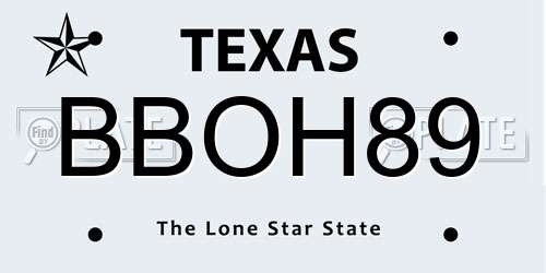 BBOH89 Texas License Plate
