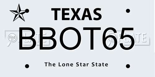 BBOT65 Texas License Plate
