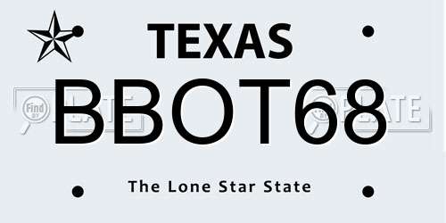 BBOT68 Texas License Plate