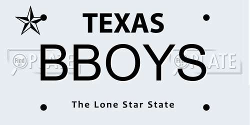 BBOYS Texas License Plate