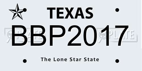 BBP2017 Texas License Plate