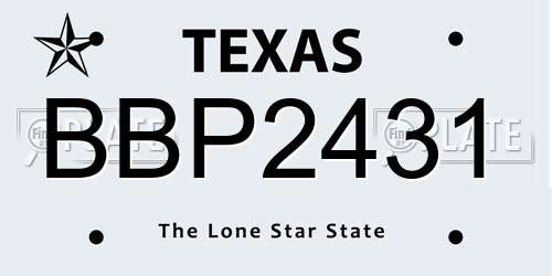 BBP2431 Texas License Plate