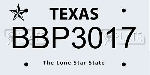 BBP3017 Texas License Plate