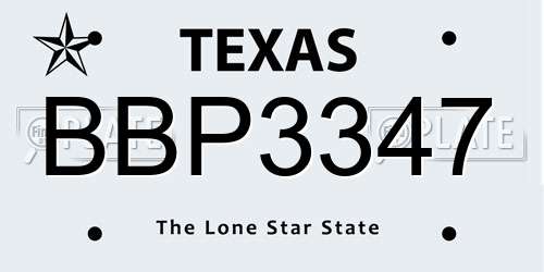 BBP3347 Texas License Plate