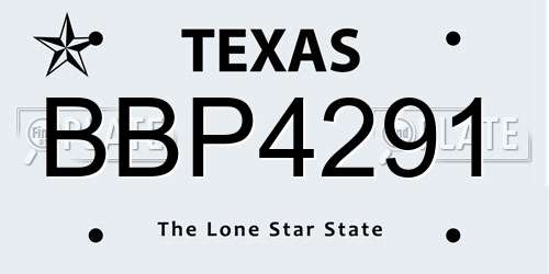 BBP4291 Texas License Plate