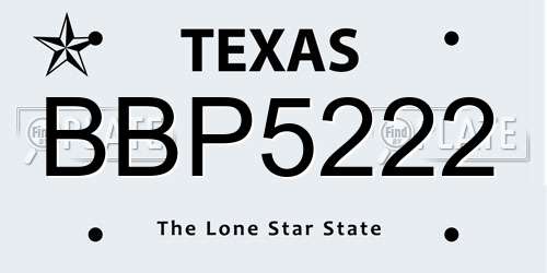 BBP5222 Texas License Plate