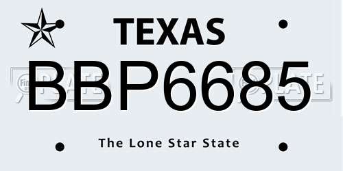 BBP6685 Texas License Plate