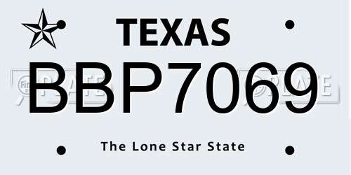 BBP7069 Texas License Plate