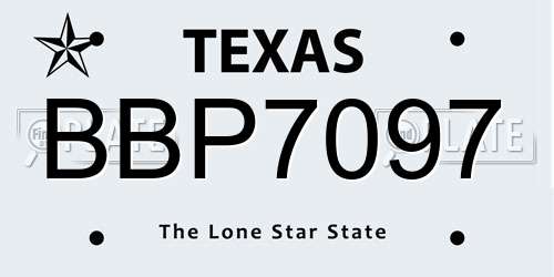 BBP7097 Texas License Plate